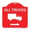 Signmission Trucks Sign All Trucks W/ Truck & Right Arrow, Red & White Aluminum Sign, 18" x 18", RW-1818-22782 A-DES-RW-1818-22782 - alternate 1